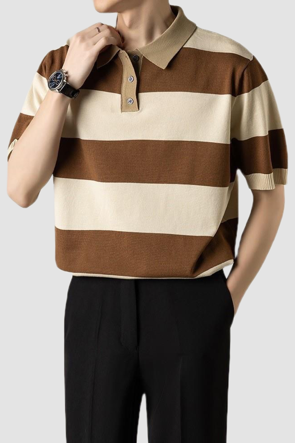 STRIPED COTTON POLO - Antonio Alcuni